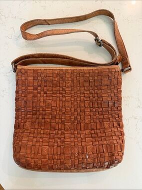 Vintage Woven Leather Crossbody by Vilenca Holland - Tan